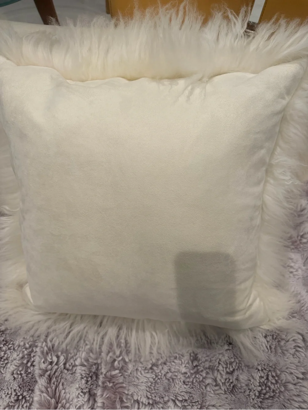 Crate&Barrel White Mongolian Fur 20” Accent Pillow New